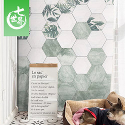 Green Plant Hexagonal Tiles Bathroom Balcony Dining Room Non-Slip Floor Tiles Kitchen Wall Tiles Bar Counter Background Premium Tiles