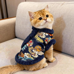 Cat Clothes New Year Festive Dragon Costume Autumn and Winter Warm Cotton Coat for Kittens British Shorthair Gold Tabby Anti-Shedding Tang Suit