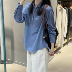 2026 New French-Style High-End Blue Shirt for Women, Popular Blouse, Casual Loose Long-Sleeve Shirt