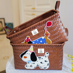American-Style Rattan-Like Storage Basket, Dachshund Storage Basket, Large-Capacity Household Basket for Dirty Clothes, Snacks, and Toy Storage Box