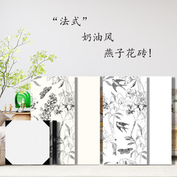 French-Style Cream-Colored Bathroom Tiles 300X600 Retro Swallow Pattern Tiles Milk White Kitchen Wall Tiles Bathroom Floor Tiles