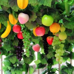 Artificial Grape Vine String Rack Fake Fruit and Vegetable Vines Green Tree Leaves Flower Vines Decorative Pipe Green Plants Ceiling Decoration