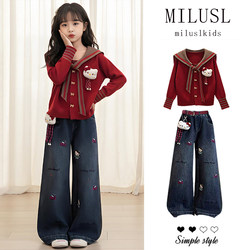 Girls' Spring Outfit 2026 New Trendy Spring Clothes for Older Children, Spring and Autumn Jeans, Super Nice Two-Piece Set