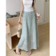 2024 new mint green floral chiffon skirt summer fat mm slimming meat to make you look versatile long skirt