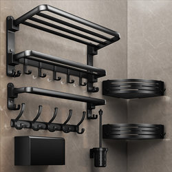 Space Aluminum Bathroom Wall-Mounted Towel Rack, No-Drill Toilet Storage Rack, Bath Towel Rack, Restroom Accessories