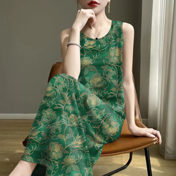 Clearance Sale - 2025 Summer New Slim-Fit Age-Reducing Tummy-Covering Mom's Vest Dress with Straps, Mid-Length Dress for Women