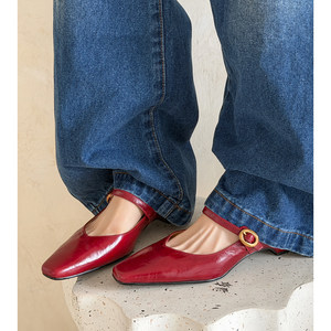 
Kmeizu is not tiring for feet~3.5cm thick heel Mary Jane shoes for women, simple one-line straps, silent business shoes with skirt