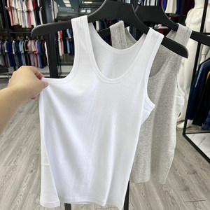 Two-piece cotton I-shaped vest sweat men's pure cotton base anti-convex point breathable soft and glutinous skin-friendly top Lujia removal cabinet