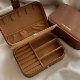 Maillard Large Capacity Jewelry Retro Brown Portable Double-Level Earring Ring Necklace Jewelry Storage Box
