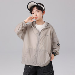 Boys' Summer Hooded Sun Protection Jacket 2026 New Summer Sun Protection Clothing for Older Children Boys' Summer Tops