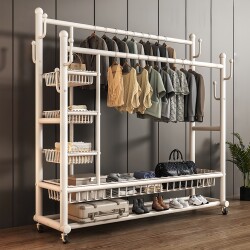 Simple Coat Rack, Movable Clothes Drying Rack, Floor-Standing Indoor Room Clothes Rack, Home Bedroom Clothes Storage Rack