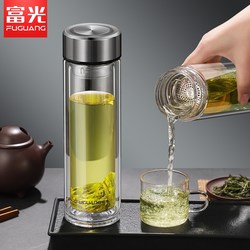 Fuguang Double-Layer Glass Cup for Men, High-End Household Heat-Resistant and High-Temperature Resistant Water Cup, Car-Mounted Explosion-Proof Transparent Tea Cup