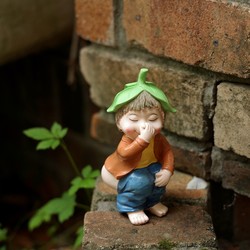 Creative, Fun and Cute Green Leaf Fairy Figurine, Flower Pot Border Decoration, Garden Decoration, Desk Window Interesting Small Ornament