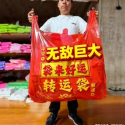 Extra-Large Red Decontamination and Relocation Moving Quilt and Old Clothes Storage Packing Bag, Plastic Hand-Carry Vest Bag