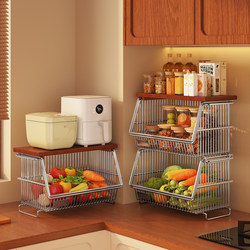 Used Household Kitchen Fruit and Vegetable Storage Rack, Multi-Layer Vegetable Basket, Countertop Multifunctional Spice Rack, Pot Rack
