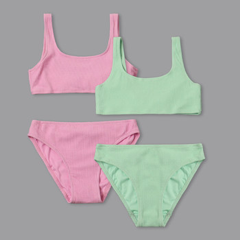 
Foreign trade children's split swimsuit candy color girl