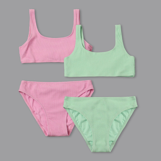 8818 Foreign Trade Children's Split Swimsuit Candy Color Girl Towel Material Bikini Backless Big Children's Triangle Beach Clothes