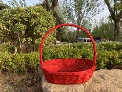 [Store Hot Selling] Rattan Fruit Basket Egg Basket Supermarket Shopping Basket Wicker Gift Blue Hand Basket Dance Blue