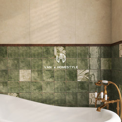 Van Inn Modern Retro B&B Hotel Room Tiles Commercial Space Green Bathroom Tiles Wall Tiles Floor Tiles