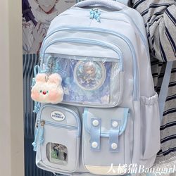 Big Orange Cat Japanese Anime Convention Backpack, Large Capacity School Bag for Middle and High School Students, Lightweight Tote Bag for Girls