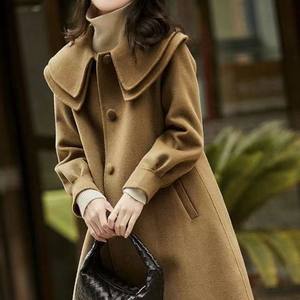 
Coat women's new double-sided woolen coat red slimming age-reducing doll collar double-layer collar mid-length coat
