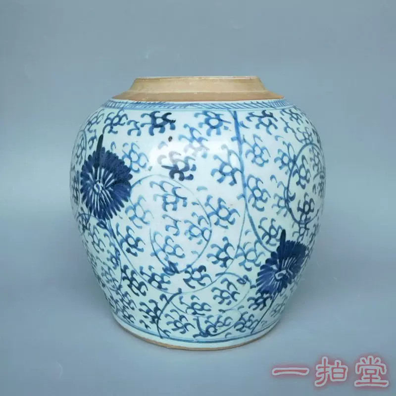 康熙瓷器古董花瓶景德镇清代民窑老古玩收藏真品青花缠枝