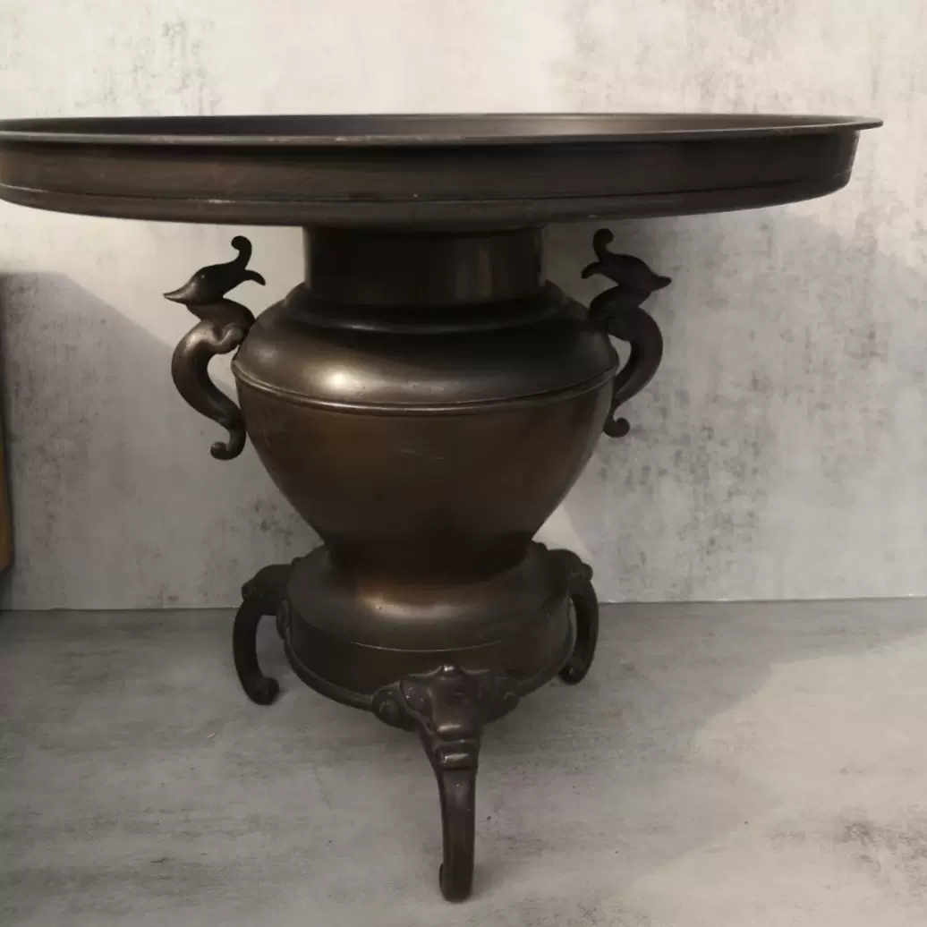 シ*イ様 銅花器 薄端 金工師 五郎三郎 恵比寿文 鯛彫