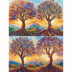 Framed diamond painting big tree mountain diy diamond embroidery cartoon mosaic puzzle paste painting handmade student