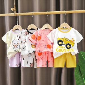 
Children aged 0-9 years old short-sleeved suit pure cotton summer boys summer clothes baby T-shirt girls clothes clothing thin children's clothing