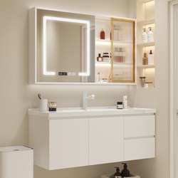 Modern Simple Hand Wash Basin Cabinet Combination Light Luxury Solid Wood Ceramic Integrated Basin Bathroom Cabinet Bathroom Washbasin