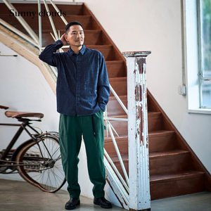 
Spring new arrival Sunny clouds men's pure cotton workwear style hidden button denim shirt loose and versatile jacket