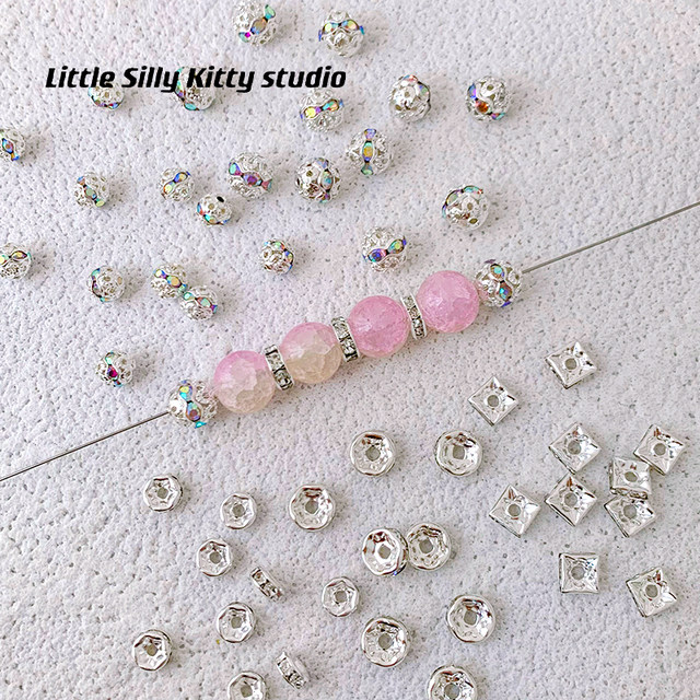 10 pieces of hollowed-inlaid diamond straight hole beads and spacer holder handmade DIY beaded material bracelet jewelry material