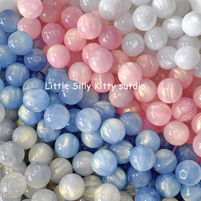 10 dreamy fine glitter oil painting-like smudged round beads loose beads diy bracelet necklace mobile phone chain accessories