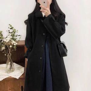 
Student woolen jacket for women mid-length 2025 autumn and winter new Korean version loose slim and thickened over-knee woolen coat
