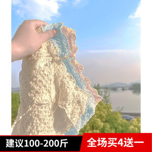 
Bubble Japanese mesh mid-low waist sexy large size sweet fat MM lace underwear female cute pure desire 200*0.5kg