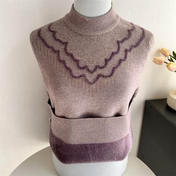 Mom's winter velvet thickened sweater bottoming shirt grandma's warm top middle-aged and elderly women's autumn and winter knitted sweater