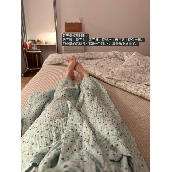 Mu Ranjia Japanese simple star printed pure cotton pajamas for women spring and autumn new large size home wear pajamas for women