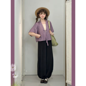 
Hua Xiangzhi's original improved Tang Fuzi top cardigan everyday bloomers elastic waist commuting suit summer