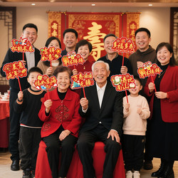 Elderly People's Birthday Celebration Scene Setup, Hand-Held Sign Decorations for 60, 70, 80, and 90-Year-Old Birthday Banquets, Birthday Atmosphere Photo Props