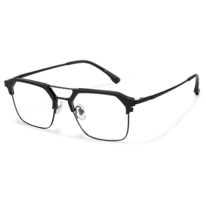 
Double beam black frame big face myopia glasses men's anti-radiation anti-blue light fatigue business square frame discoloration flat eye frame