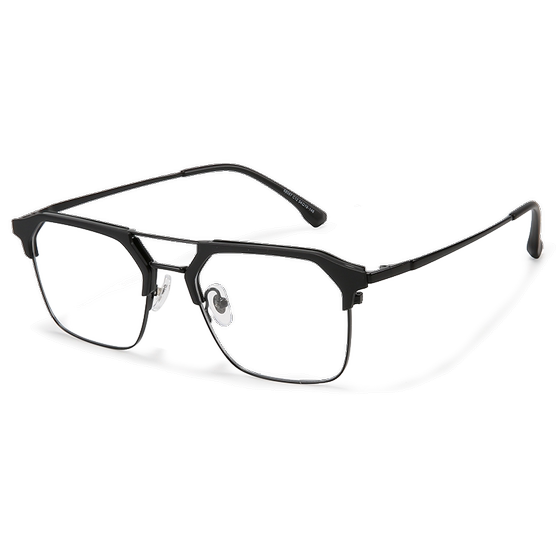 
Double beam black frame big face myopia glasses men's anti-radiation anti-blue light fatigue business square frame discoloration flat eye frame
