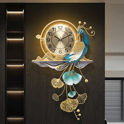 Feiniaoji New Chinese Style Peacock Clock 2026 New Model Living Room Wall Clock High-End Clock Wall Art Style Wall Watch