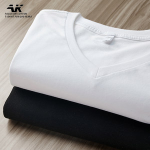 
Spring men's V-neck solid color teen pure cotton men's long-sleeved T-shirt top T-shirt inner wear trendy base shirt