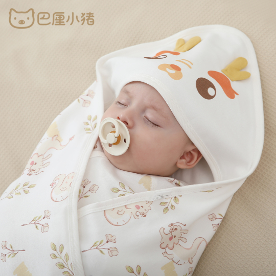 BEBELOP Premium 4-Layer 100% Organic Cotton Muslin Baby Blanket - Swaddle, Stroller Cover, Nursery (Blue-Bear, 0-3 Months)