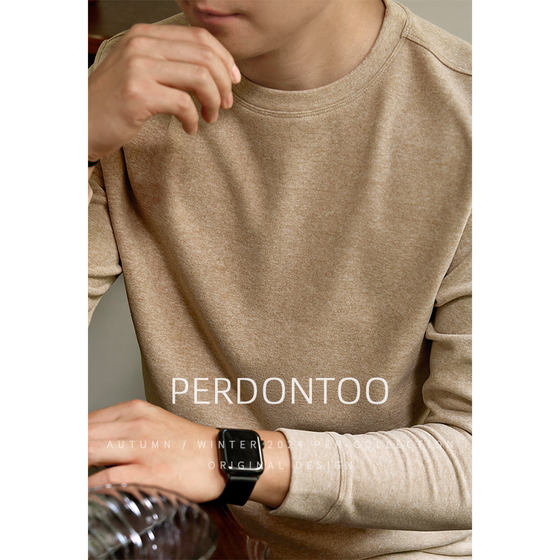 
Double-sided velvet thickened bottoming shirt for men 2026 autumn and winter warm wool mulberry silk round neck long-sleeved T-shirt solid color autumn clothing