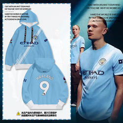 25-26 Season Manchester City Team Uniform Haaland Same Style Football Clothing Hooded Sweatshirt Pullover Unisex Fan Jacket