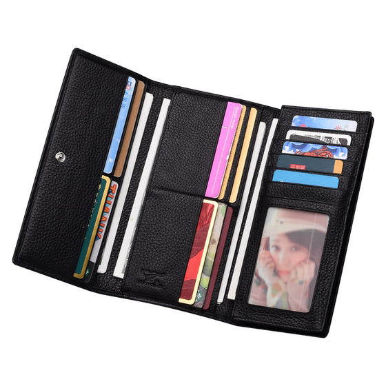 
Seven Wolves men's wallet long leather wallet three-fold large capacity card bag cowhide 2024 new wallet