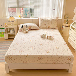 
100% cotton fitted sheet, Category A maternal and infant grade 100% cotton twill bedspread, single Simmons mattress cover, non-slip dust cover