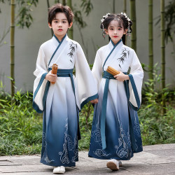 Children's Traditional Chinese Clothing Hanfu for Boys, Ancient Chinese Style Clothing for Girls, New Style Scholar Costume for Elementary School Students, Three Character Classic Performance Costume