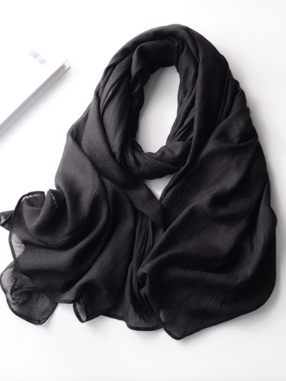 Syal Katun Linen Pria Warna Abu-abu Gelap Polos